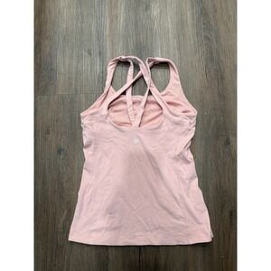Lululemon Free to Be Tank Top Pink Strappy Back Built-in Bra Size 6
